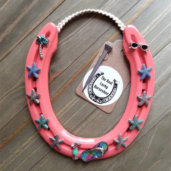 Handcrafted Decorated Horseshoe, Unique Housewarming Gift, Beach Decor - Picture 1 of 5